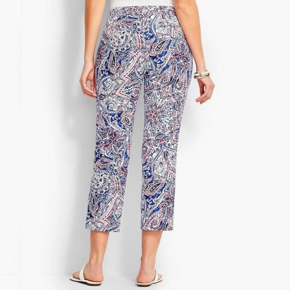 Talbots Pants - Talbots The Perfect Crop Red White Blue Paisley